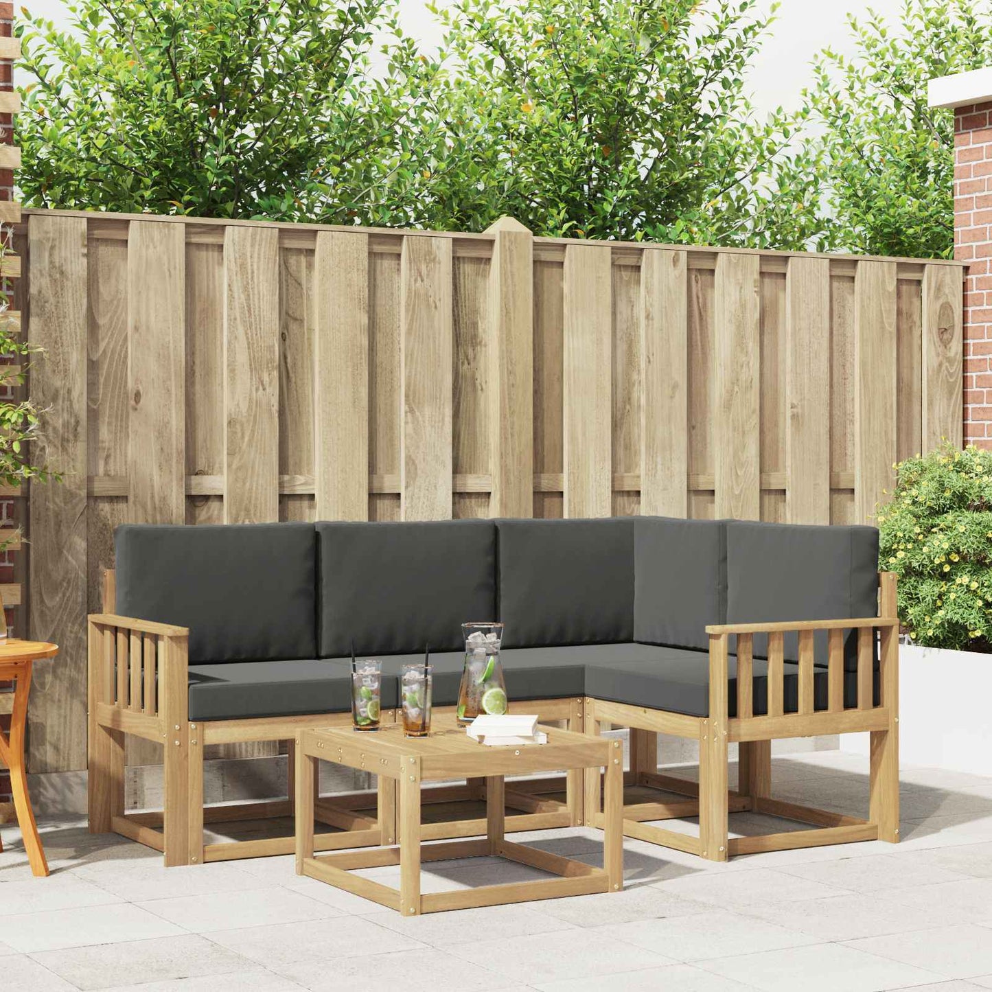 Outdoor-Sofagarnitur mit Kissen 5 pcs Weiß und Anthrazit
