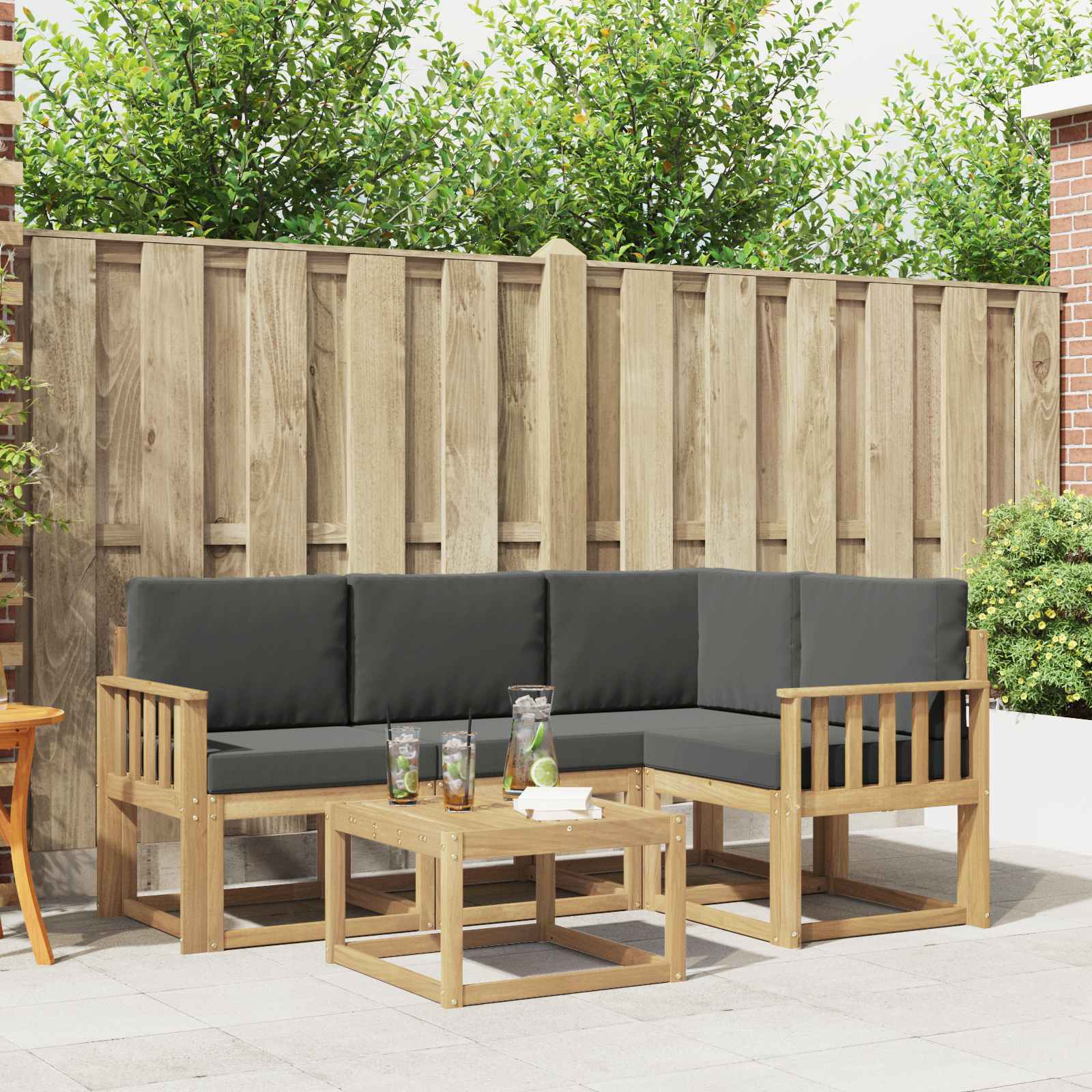 Outdoor-Sofagarnitur mit Kissen 5 pcs Weiß und Anthrazit