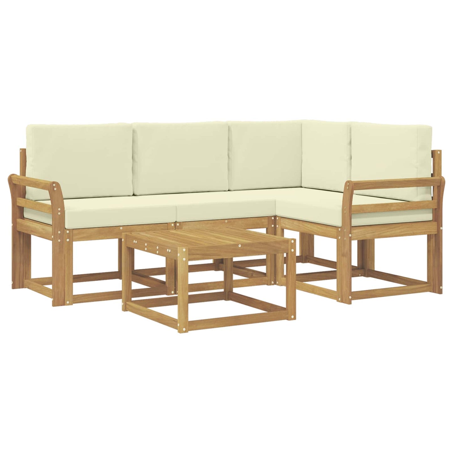 Outdoor-Sofagarnitur mit Kissen 5 pcs Weiß und Creme