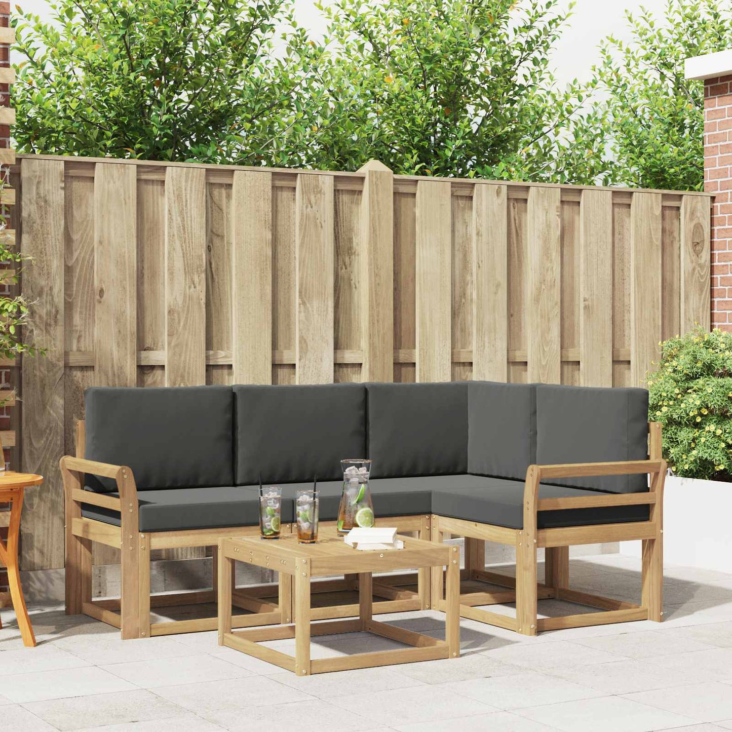 Outdoor-Sofagarnitur mit Kissen 5 pcs Weiß und Anthrazit