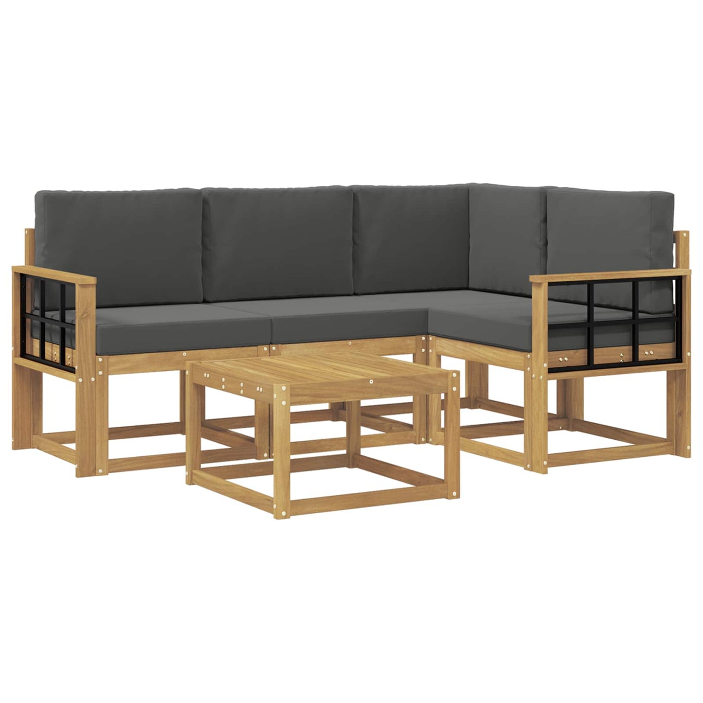 Outdoor-Sofagarnitur 5 stk. Weiß und Anthrazit