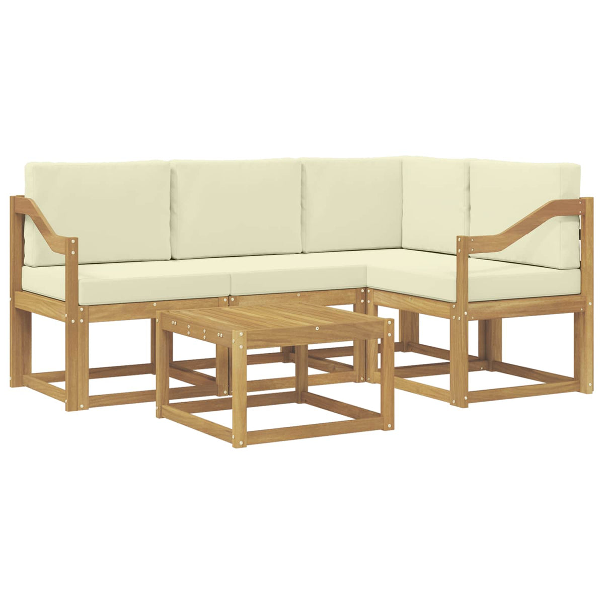 Outdoor-Sofagarnitur 5 stk. Weiß und Creme