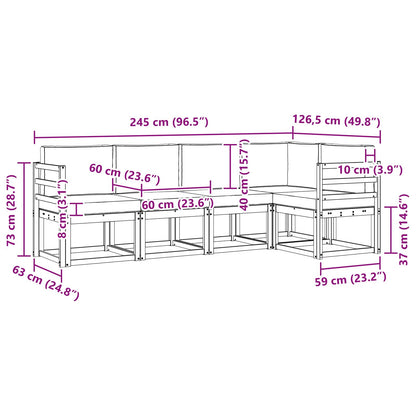 Outdoor-Sofagarnitur 5 stk. Weiß und Creme