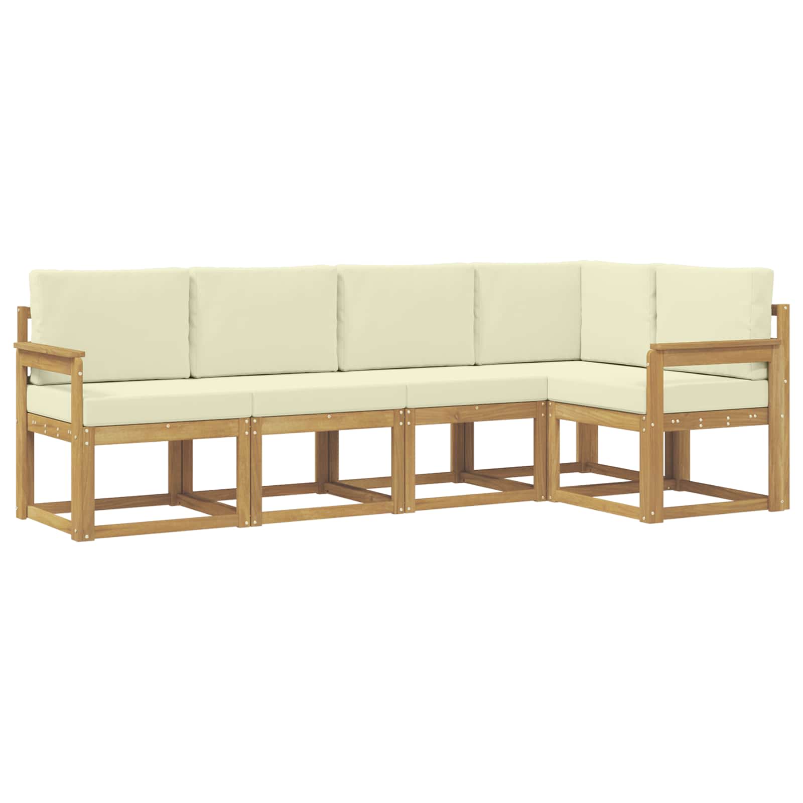 Outdoor-Sofagarnitur mit Kissen 5 pcs Weiß und Creme