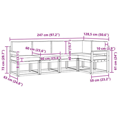 Outdoor-Sofagarnitur 5 stk. Weiß und Creme