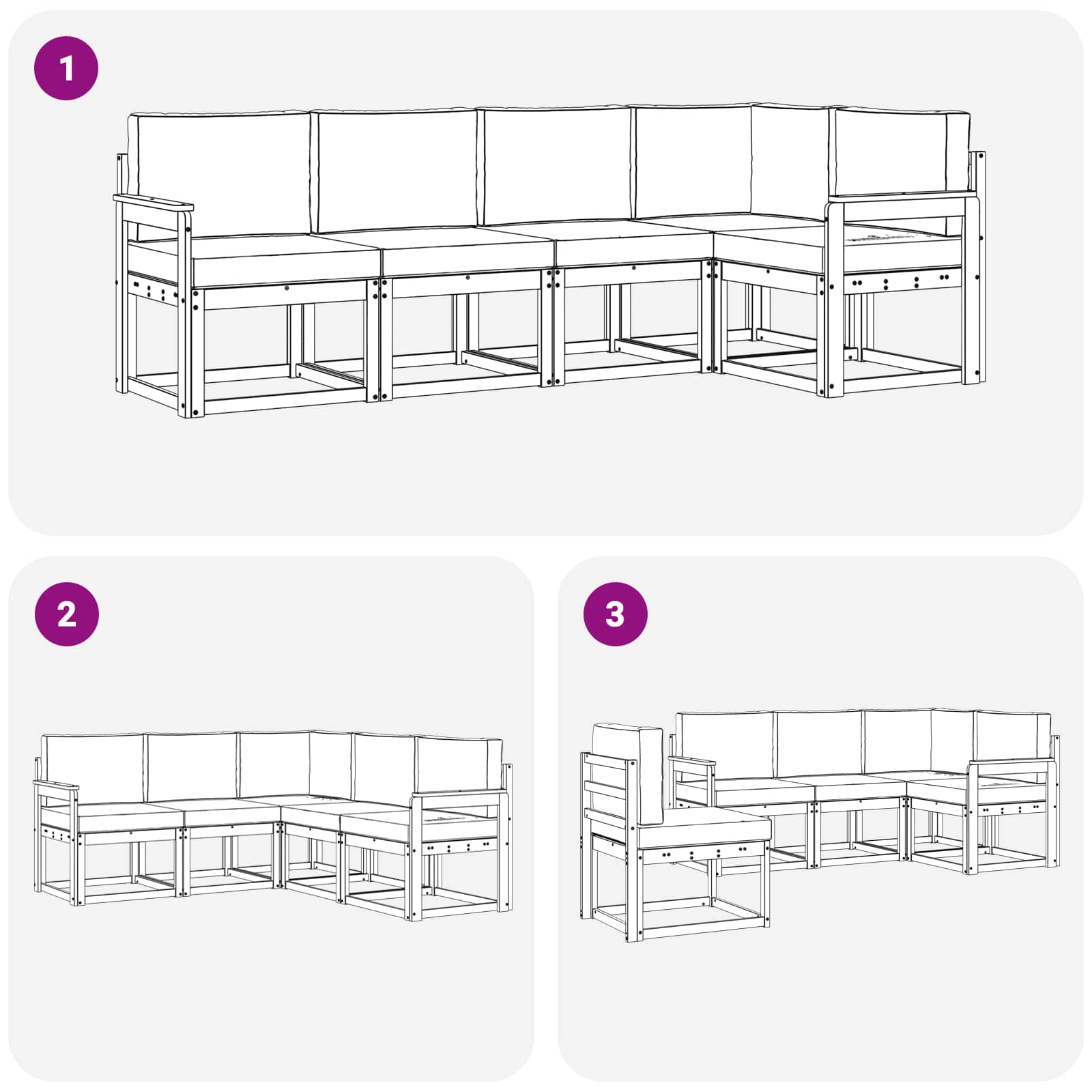 Outdoor-Sofagarnitur 5 stk. Weiß und Creme