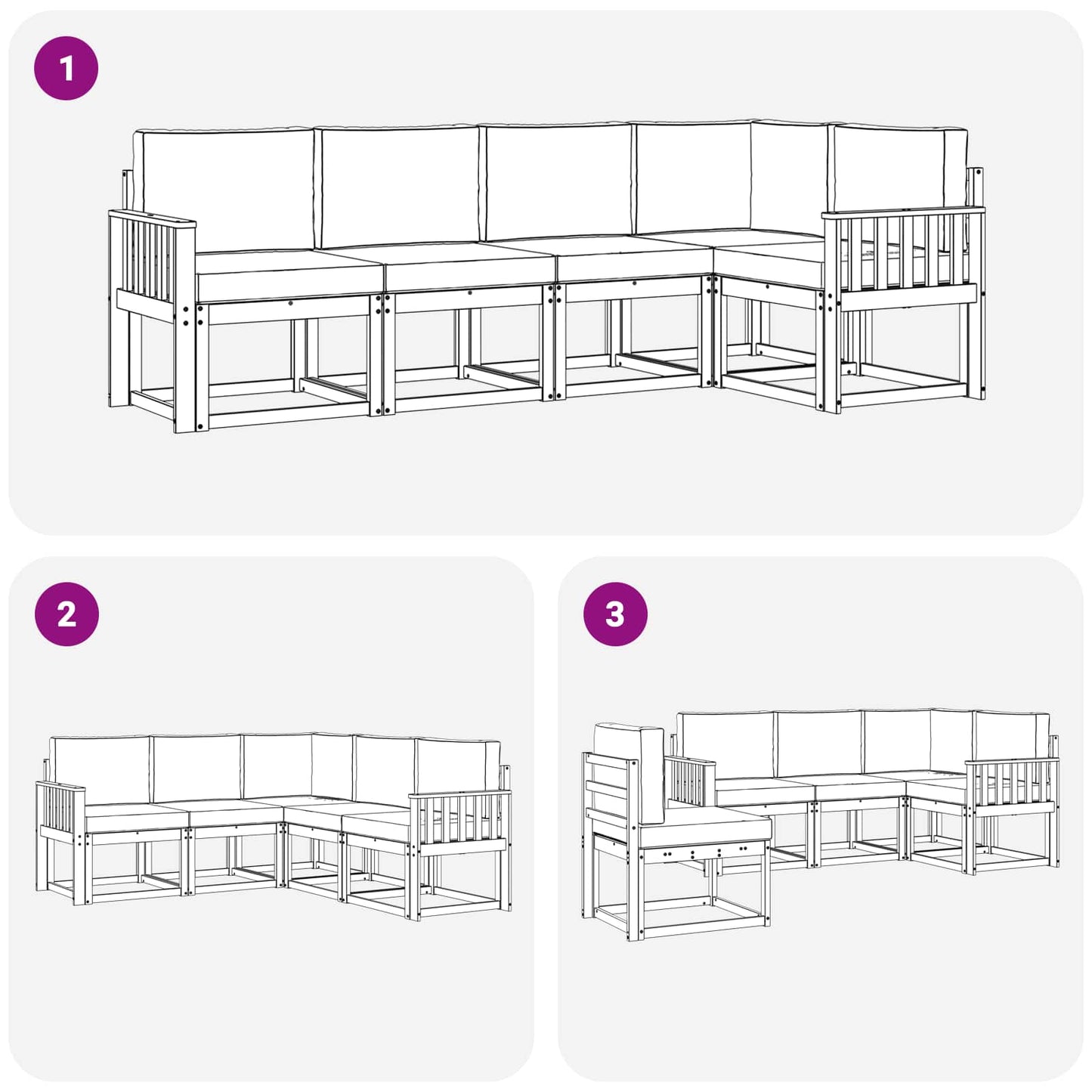 Outdoor-Sofagarnitur 5 stk. Weiß und Creme
