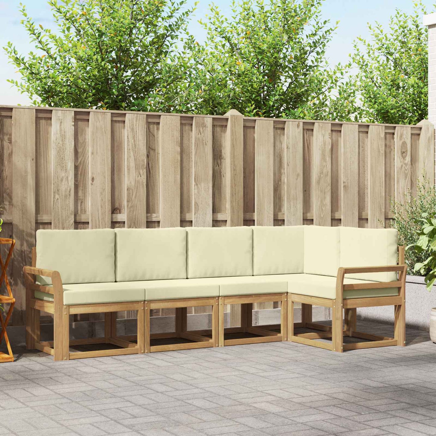 Outdoor-Sofagarnitur 5 stk. Weiß und Creme