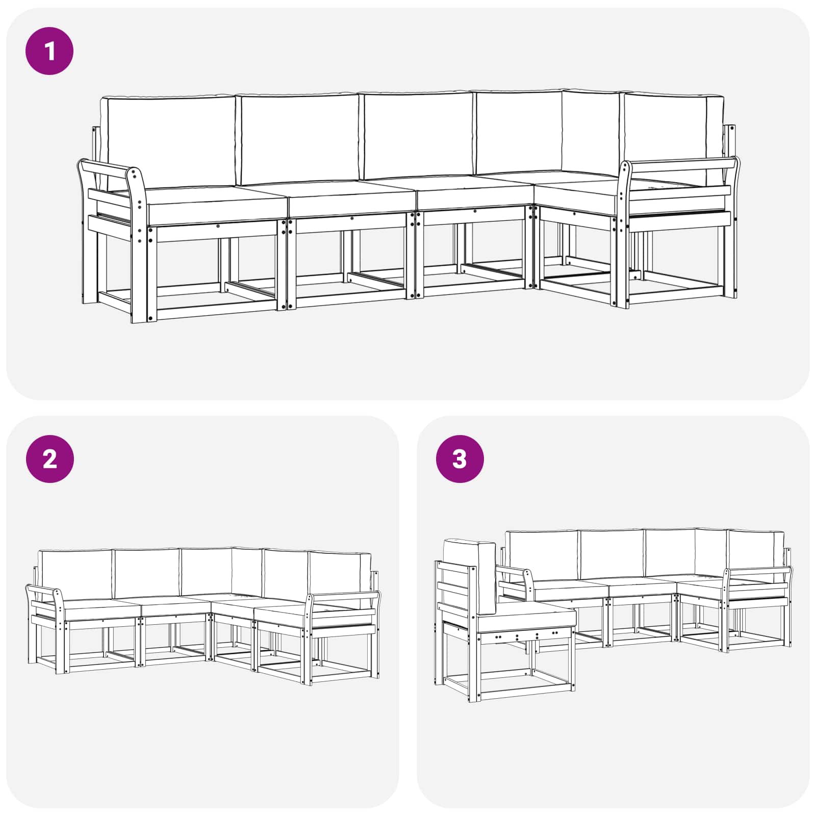 Outdoor-Sofagarnitur 5 stk. Weiß und Creme