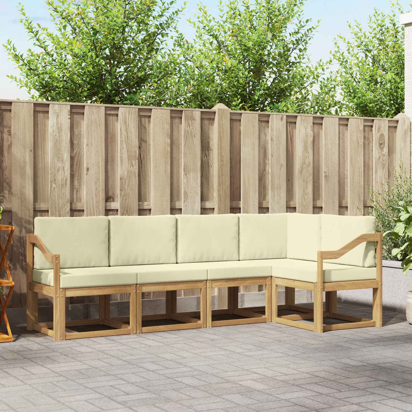 Outdoor-Sofagarnitur 5 stk. Weiß und Creme