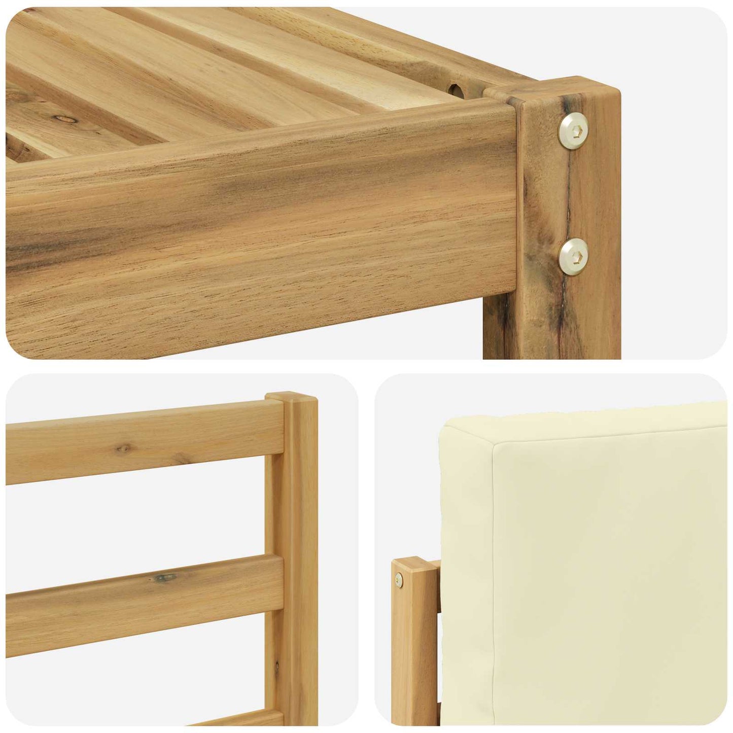 Outdoor-Sofagarnitur 6 stk. Weiß und Creme Massivholz Akazie