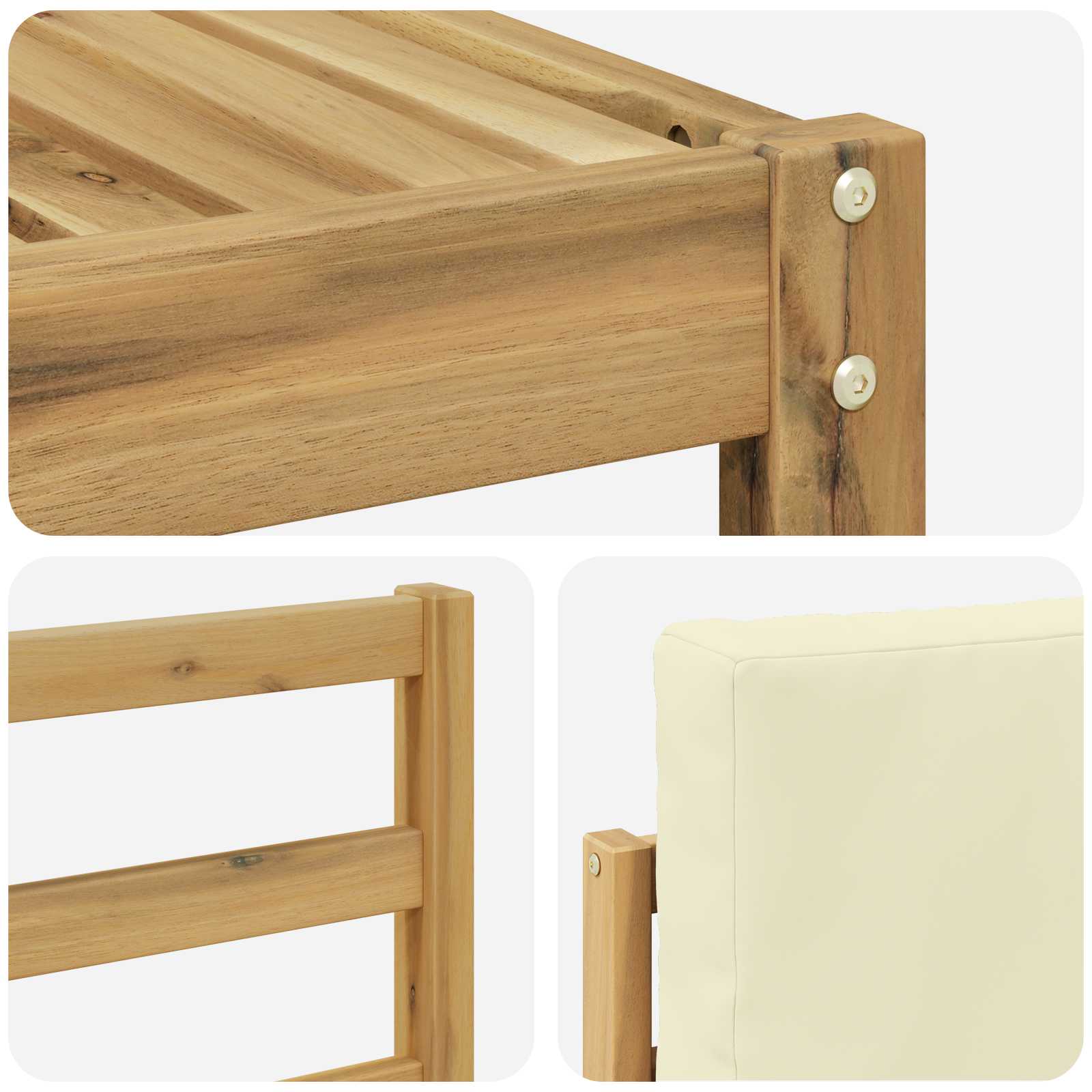 Outdoor-Sofagarnitur 6 stk. Weiß und Creme Massivholz Akazie