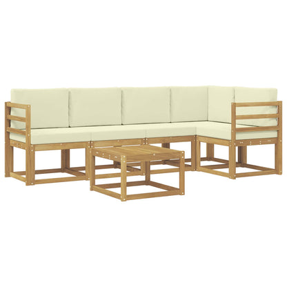 Outdoor-Sofagarnitur 6 stk. Weiß und Creme Massivholz Akazie