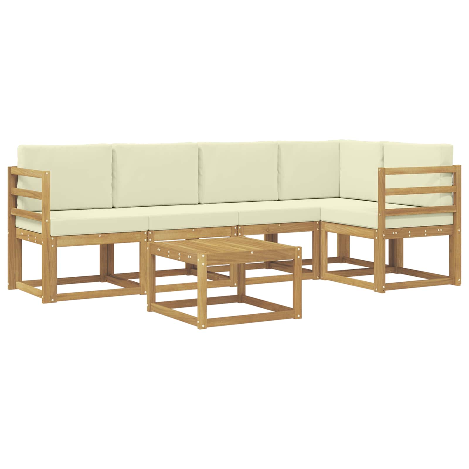 Outdoor-Sofagarnitur 6 stk. Weiß und Creme Massivholz Akazie