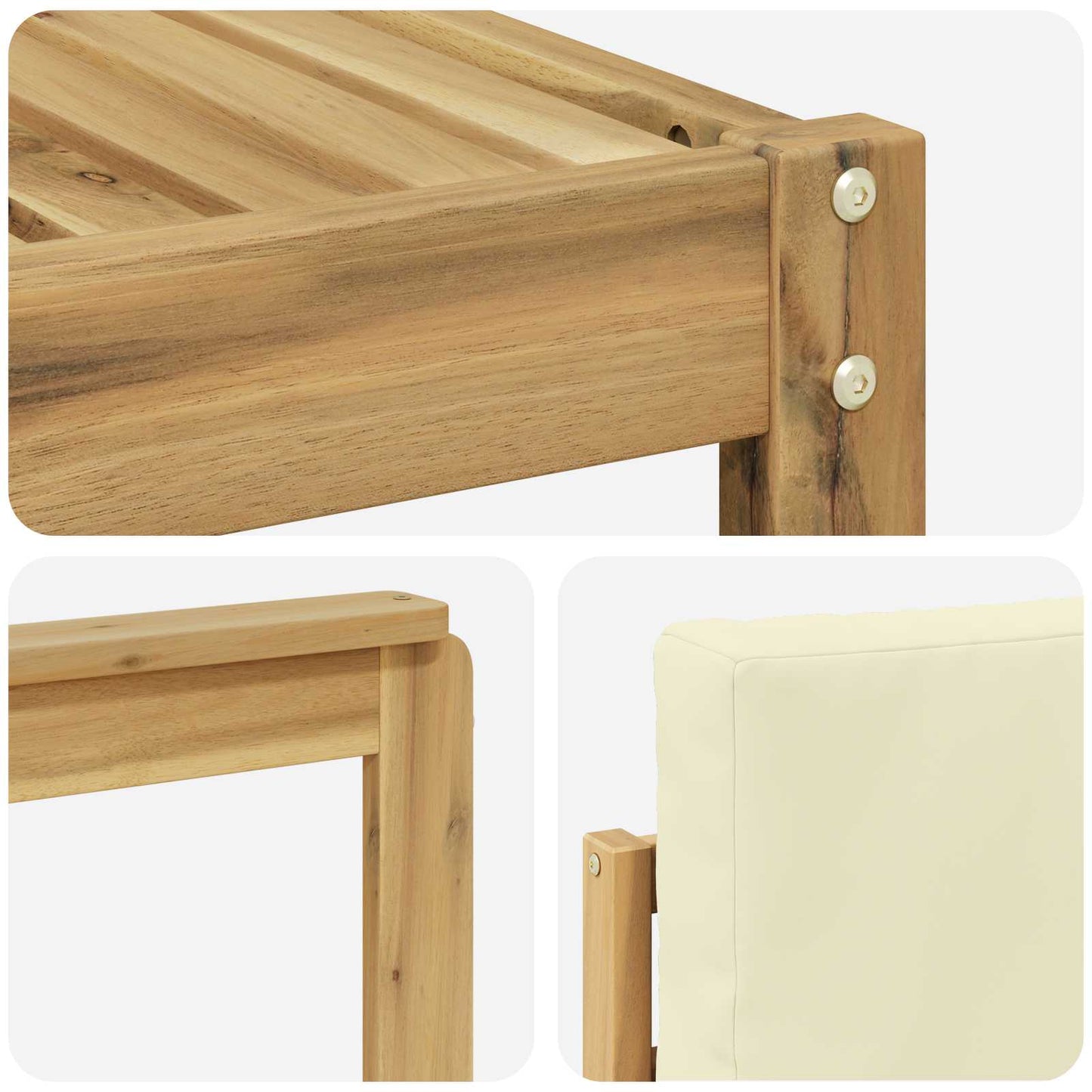 Outdoor-Sofagarnitur 6 stk. Weiß und Creme Massivholz Akazie