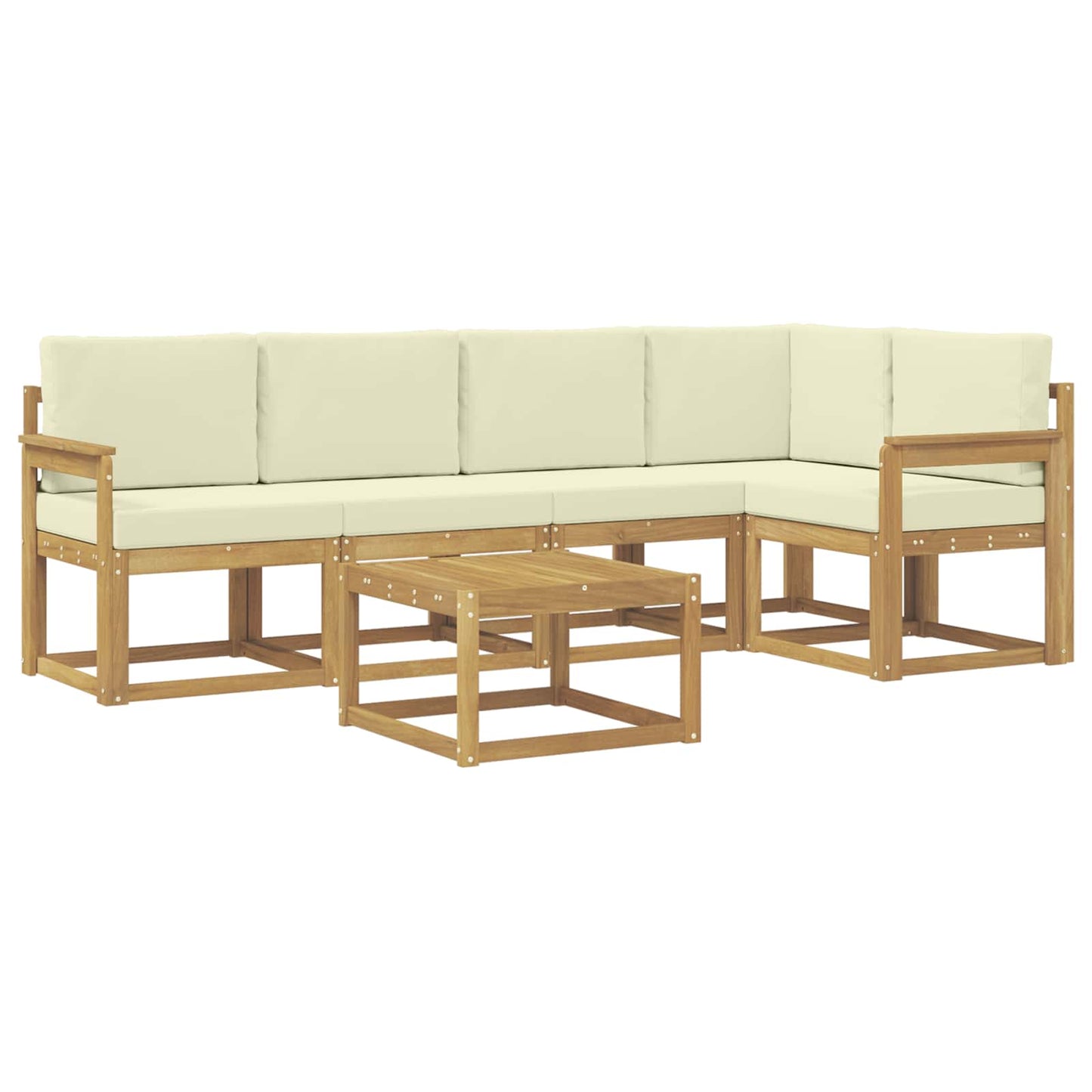 Outdoor-Sofagarnitur 6 stk. Weiß und Creme Massivholz Akazie