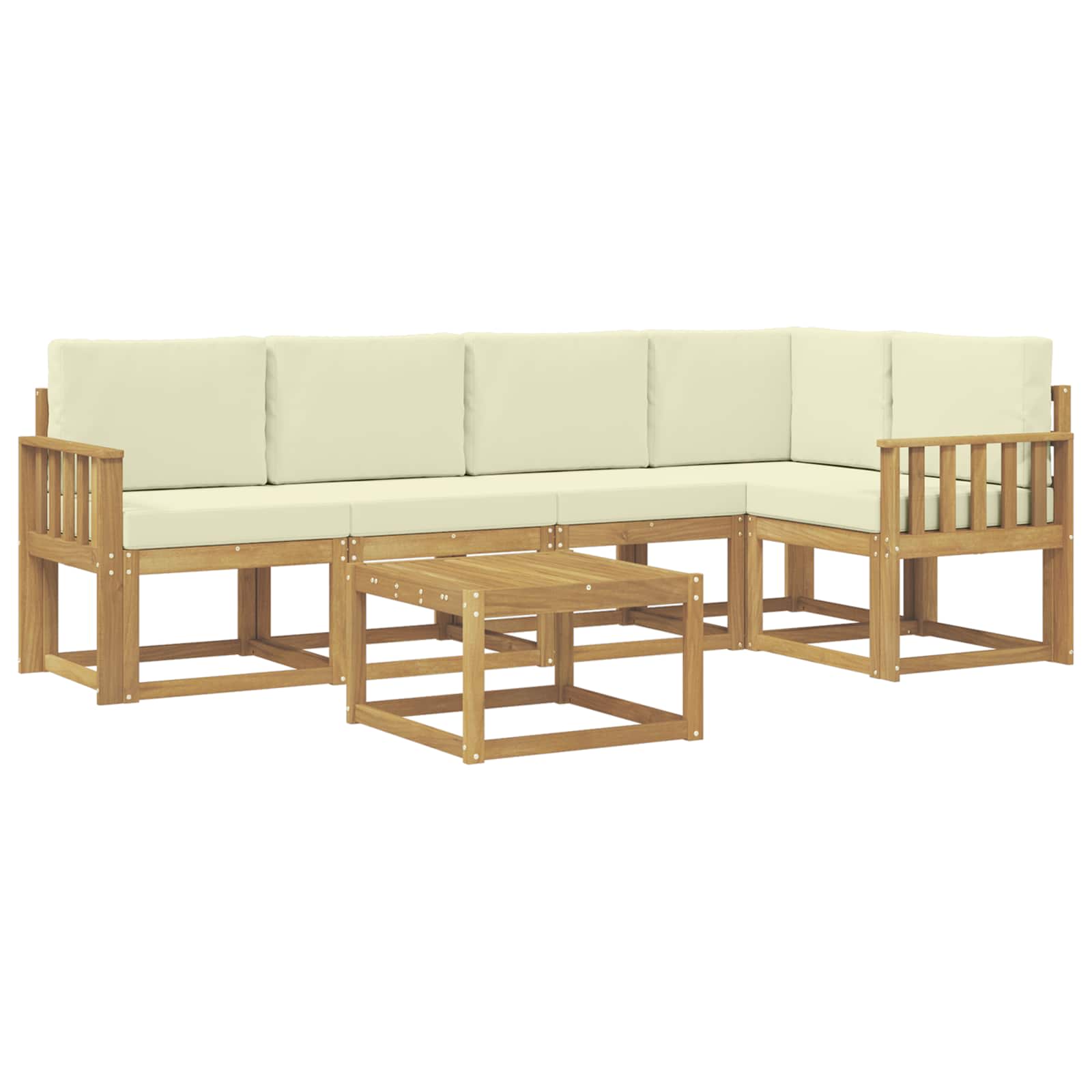 Outdoor-Sofagarnitur 6 stk. Weiß und Creme Massivholz Akazie
