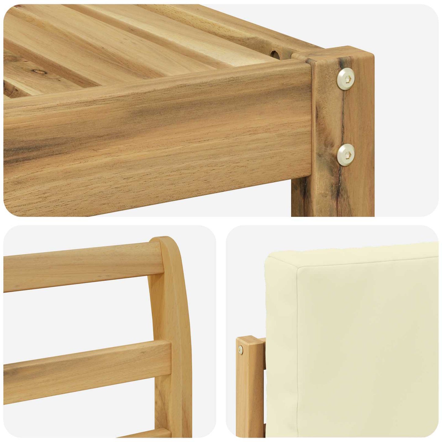 Outdoor-Sofagarnitur 6 stk. Weiß und Creme Massivholz Akazie