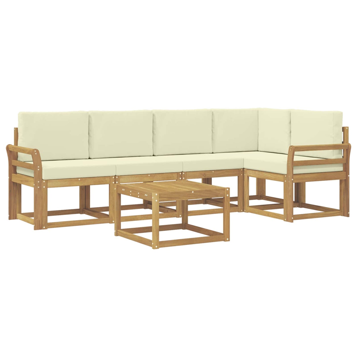 Outdoor-Sofagarnitur 6 stk. Weiß und Creme Massivholz Akazie
