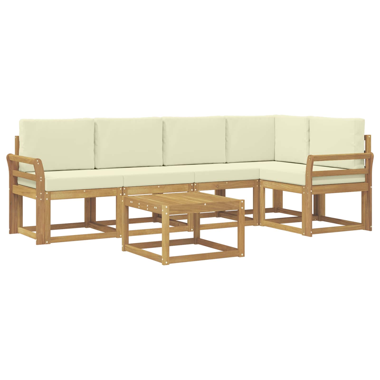 Outdoor-Sofagarnitur 6 stk. Weiß und Creme Massivholz Akazie