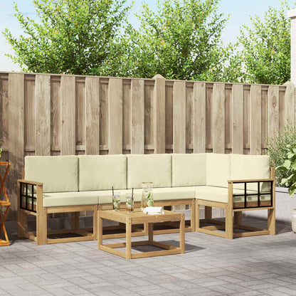 Outdoor-Sofagarnitur 6 stk. Weiß und Creme Massivholz Akazie