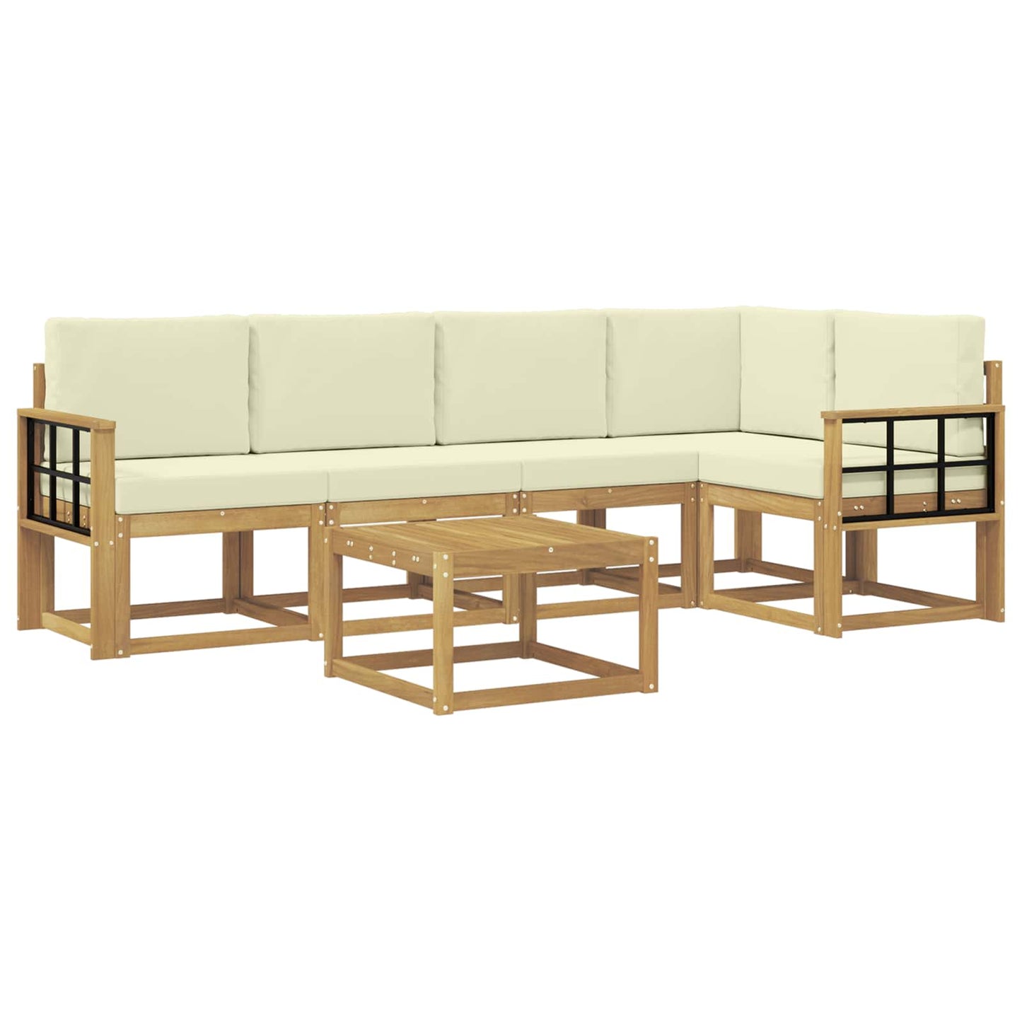 Outdoor-Sofagarnitur 6 stk. Weiß und Creme Massivholz Akazie