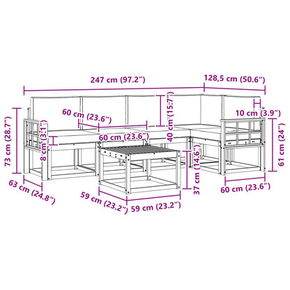 Outdoor-Sofagarnitur 6 stk. Weiß und Creme Massivholz Akazie