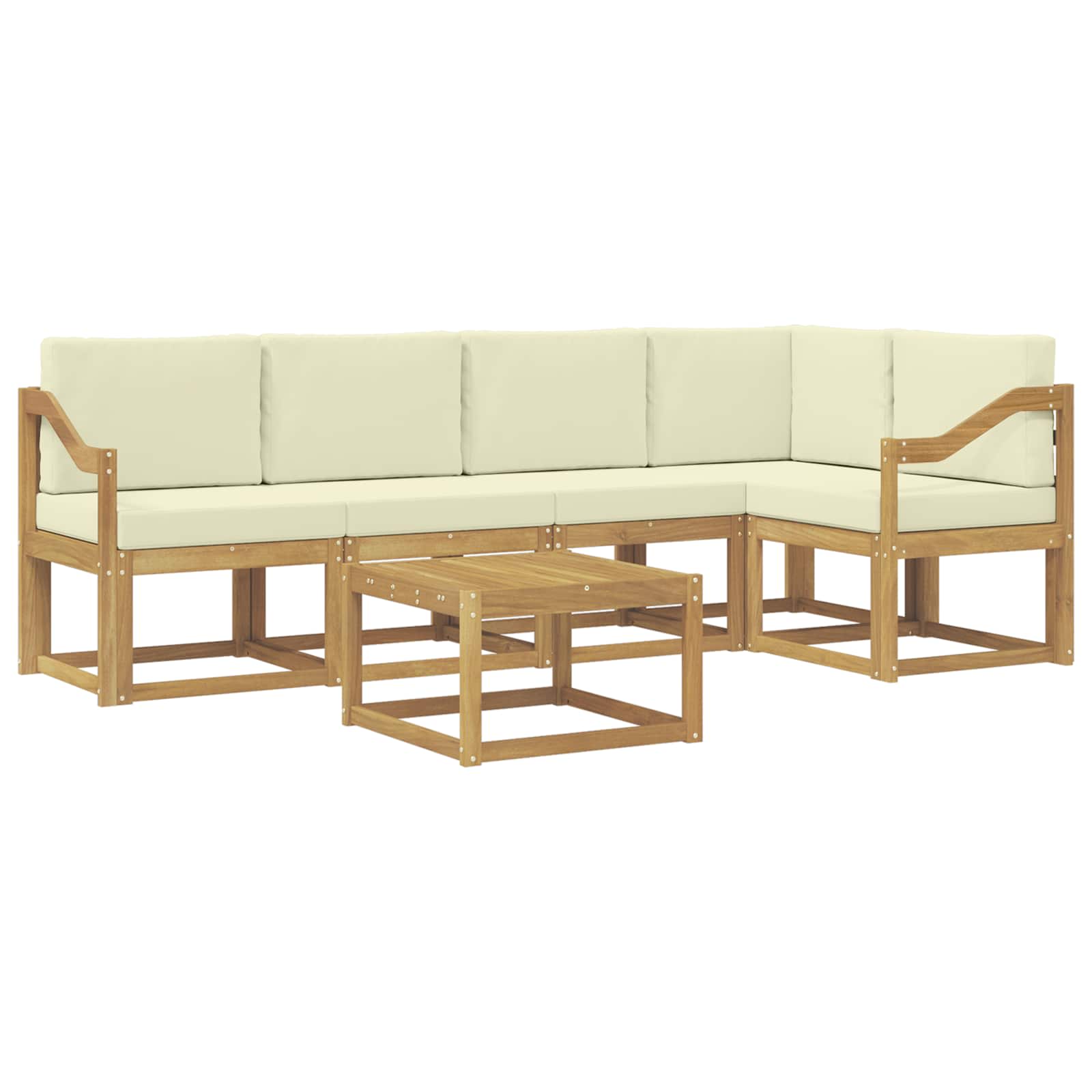 Outdoor-Sofagarnitur 6 pcs Weiß und Creme Massivholz Akazie