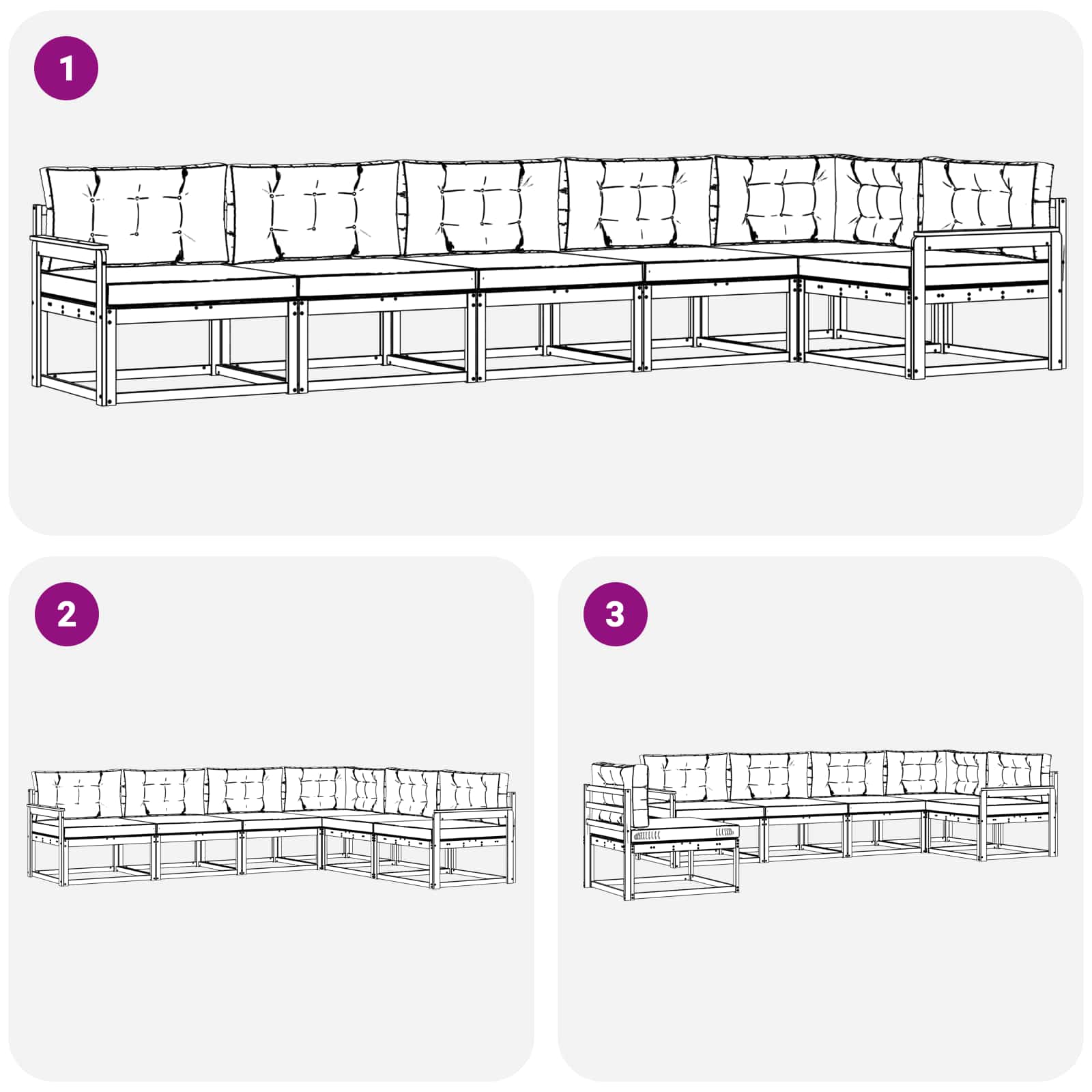 Outdoor-Sofagarnitur 6 stk. Weiß und Creme Polyester