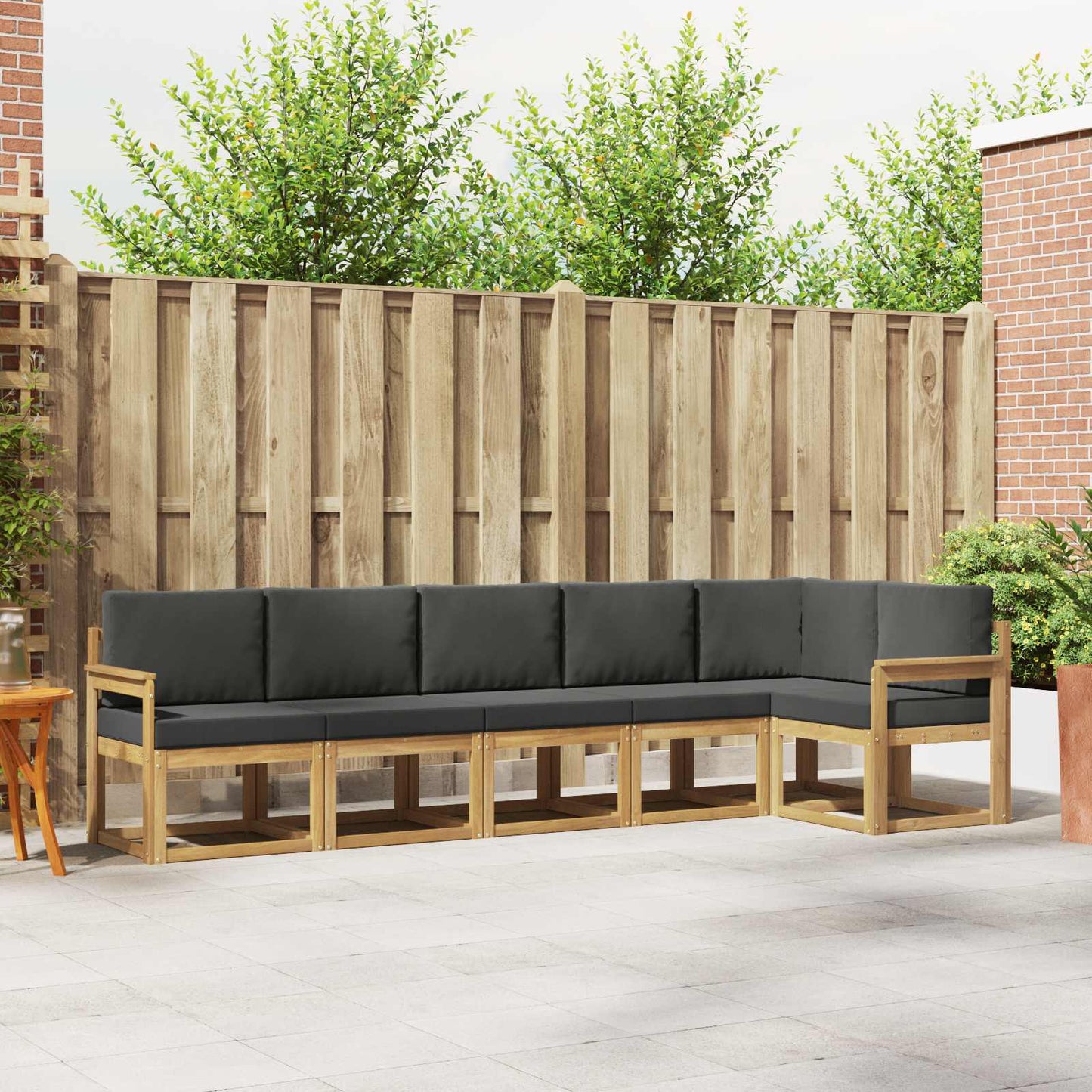 Outdoor-Sofagarnitur 6 stk. Weiß und Anthrazit Polyester