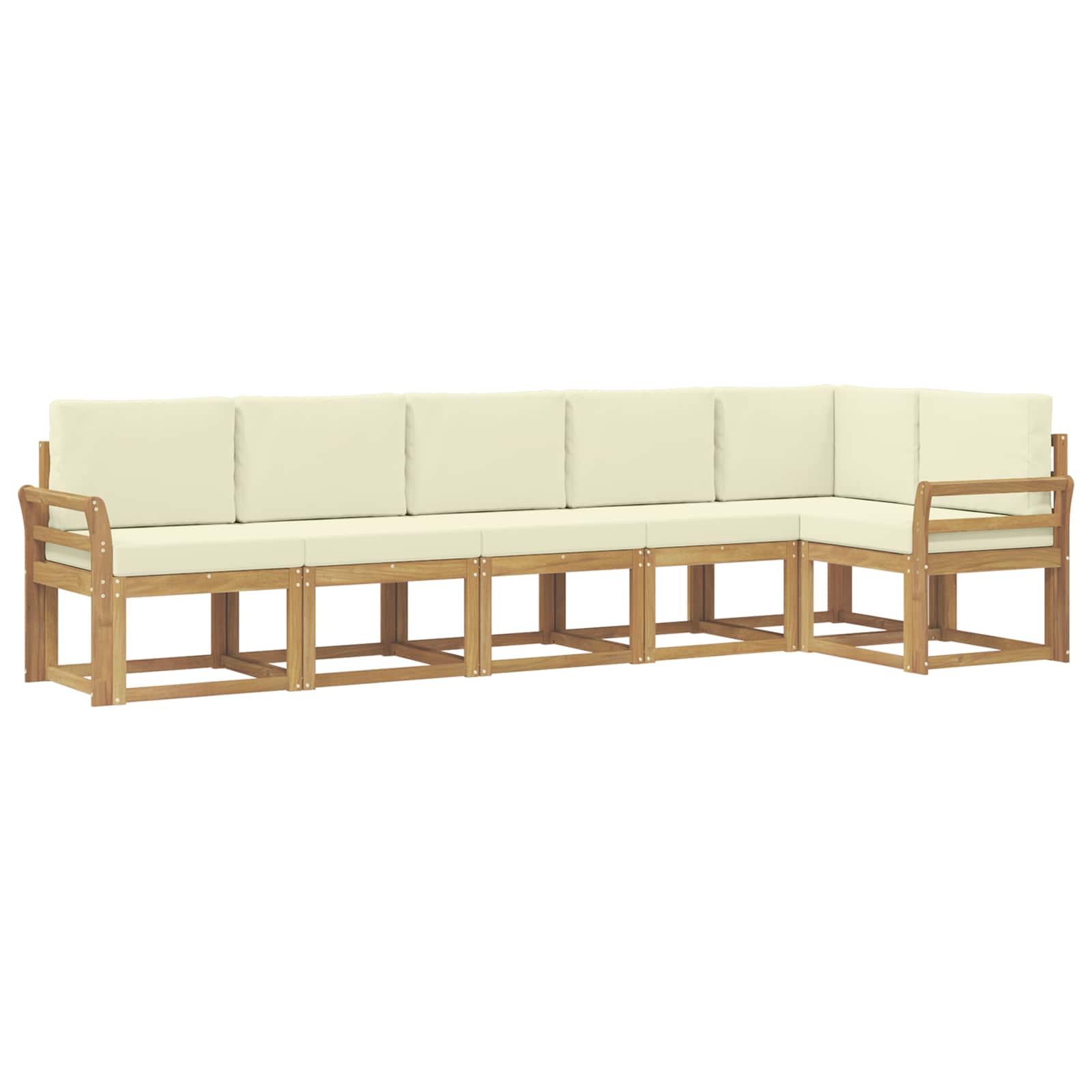 Outdoor-Sofagarnitur mit Kissen 6 pcs Weiß und Creme Polyester