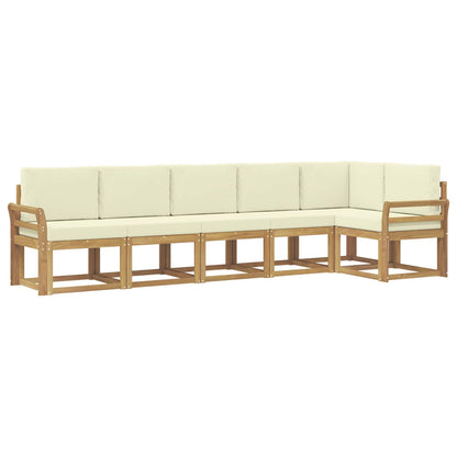 Outdoor-Sofagarnitur 6 stk. Weiß und Creme Polyester