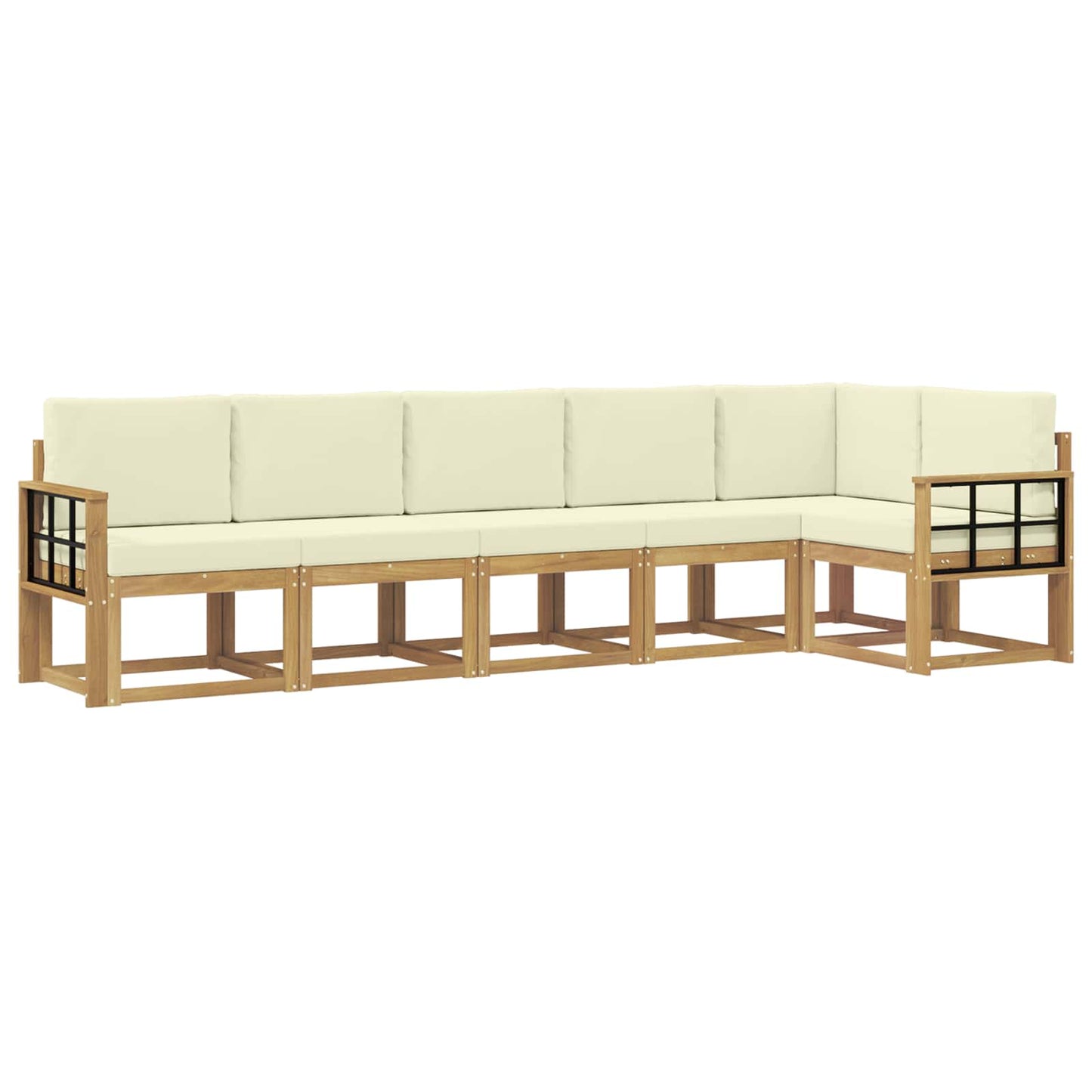 Outdoor-Sofagarnitur mit Kissen 6 pcs Weiß und Creme Polyester