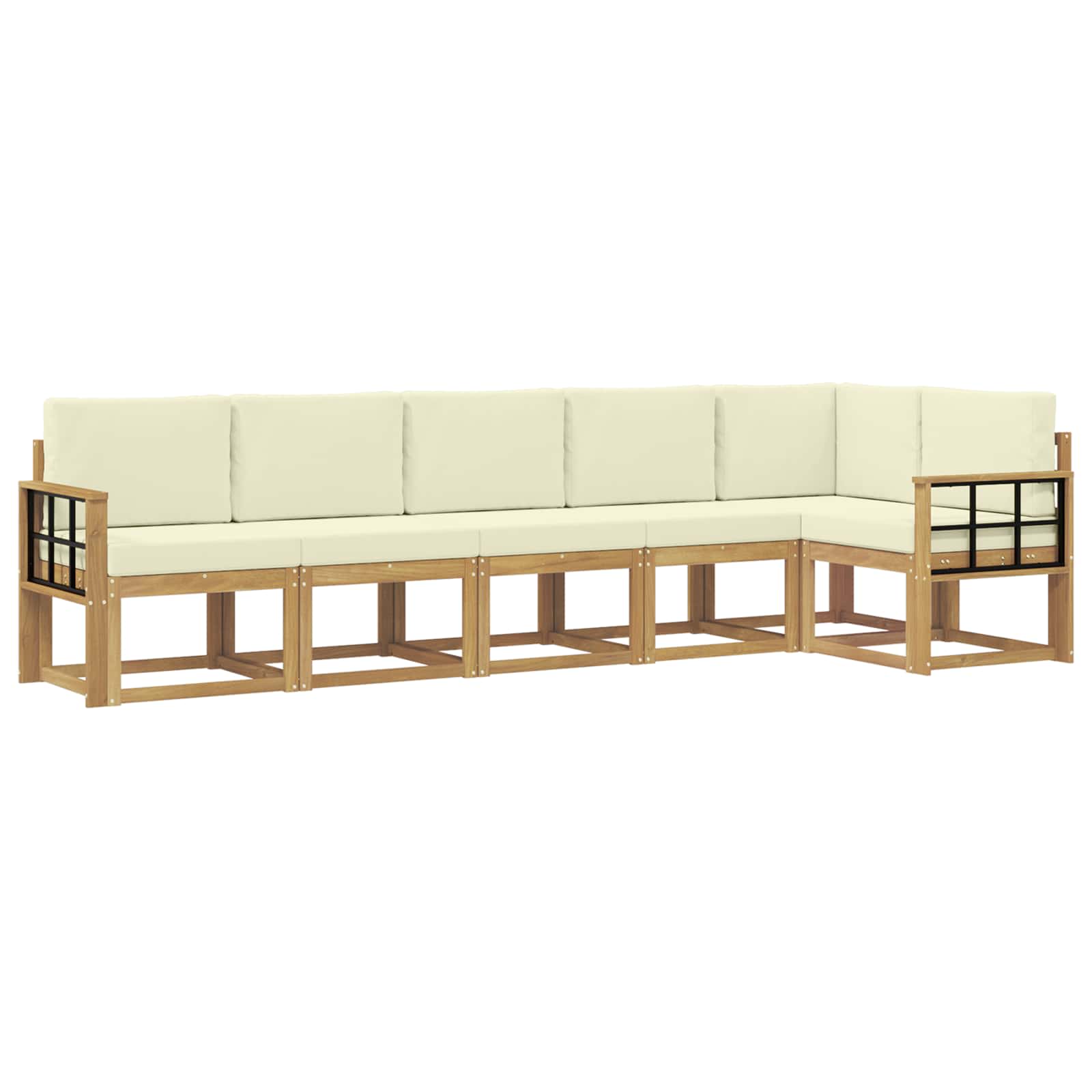 Outdoor-Sofagarnitur mit Kissen 6 pcs Weiß und Creme Polyester