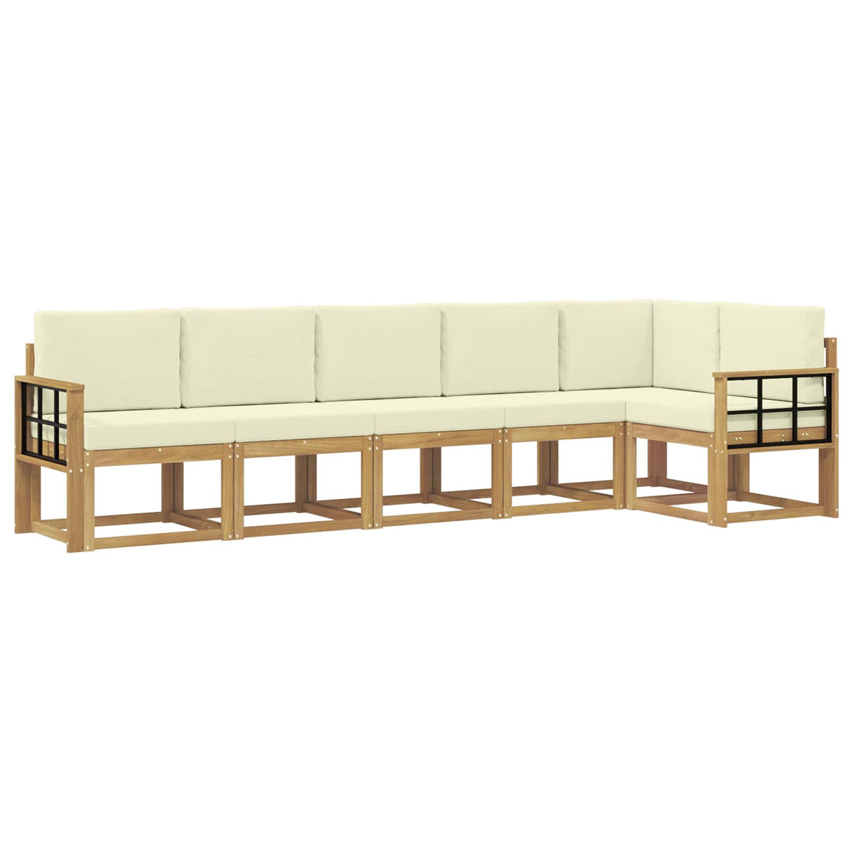 Outdoor-Sofagarnitur 6 stk. Weiß und Creme Polyester
