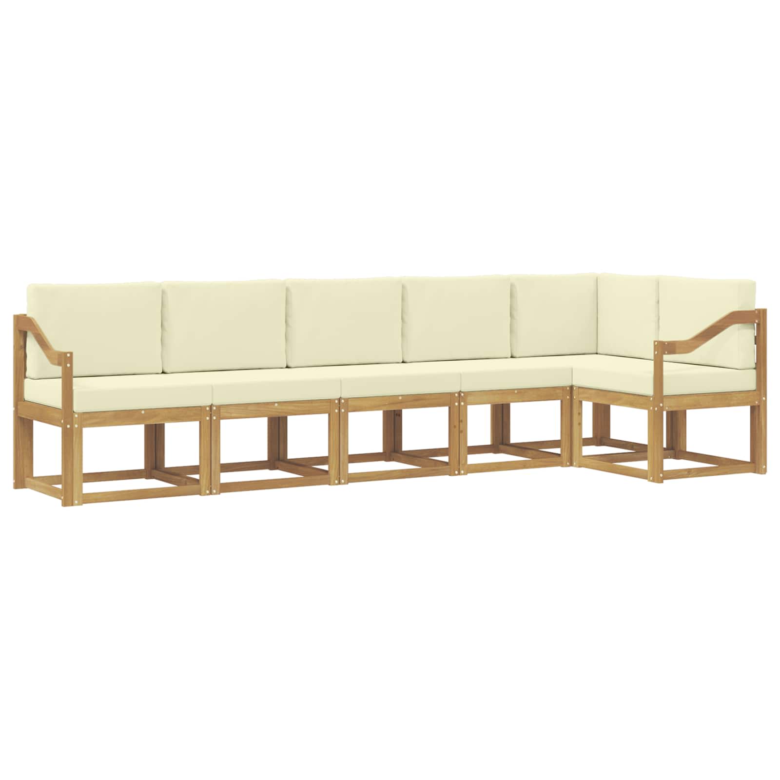Outdoor-Sofagarnitur mit Kissen 6 pcs Weiß und Creme Polyester