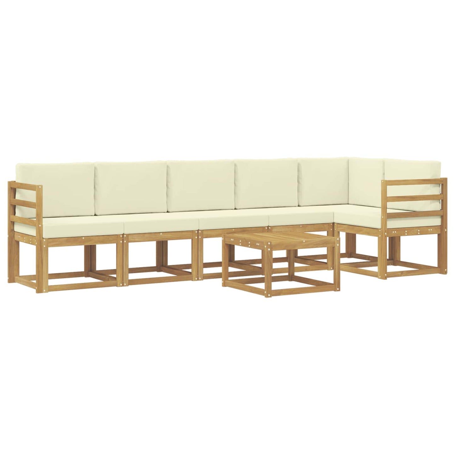 Outdoor-Sofagarnitur mit Kissen 7 pcs Weiß und Creme Polyester