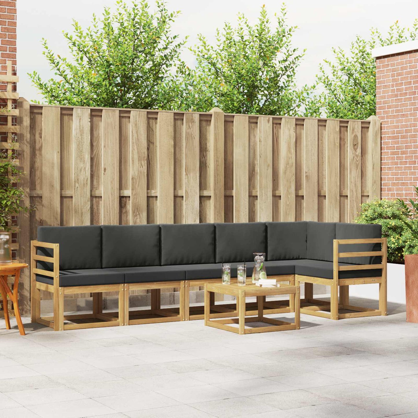 Outdoor-Sofagarnitur 7 stk. Weiß und Anthrazit Polyester
