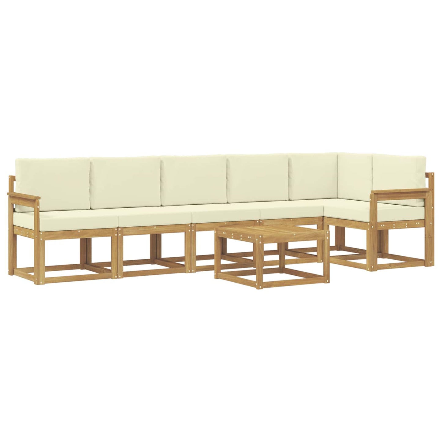 Outdoor-Sofagarnitur mit Kissen 7 pcs Weiß und Creme Polyester