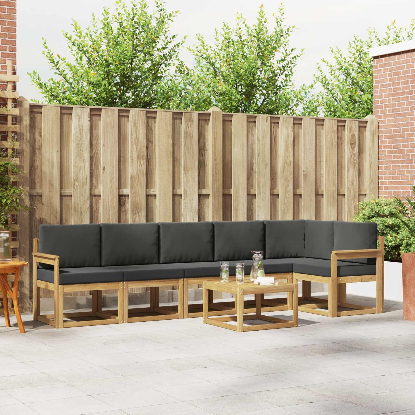 Outdoor-Sofagarnitur 7 stk. Weiß und Anthrazit Polyester