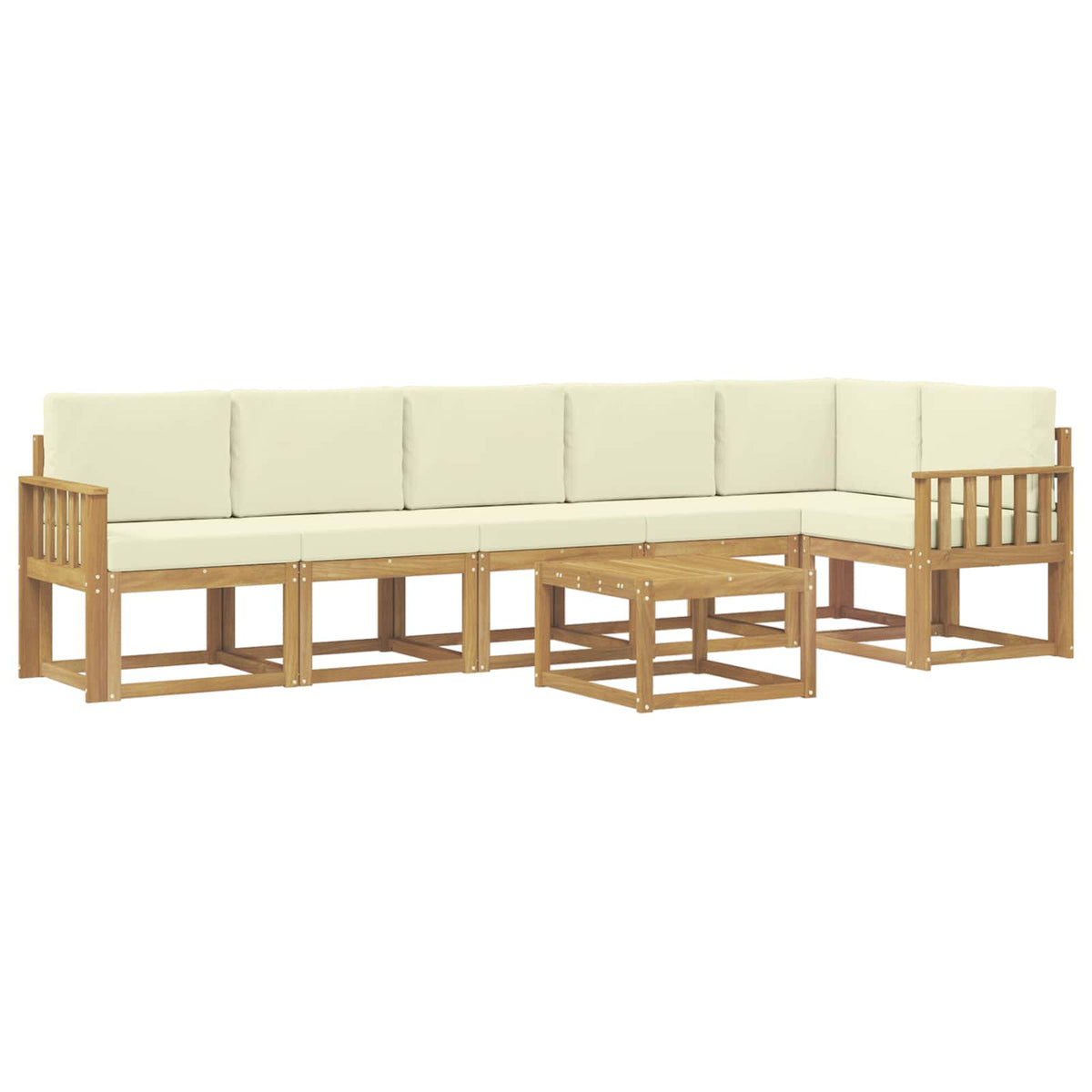 Outdoor-Sofagarnitur 7 stk. Weiß und Creme Polyester
