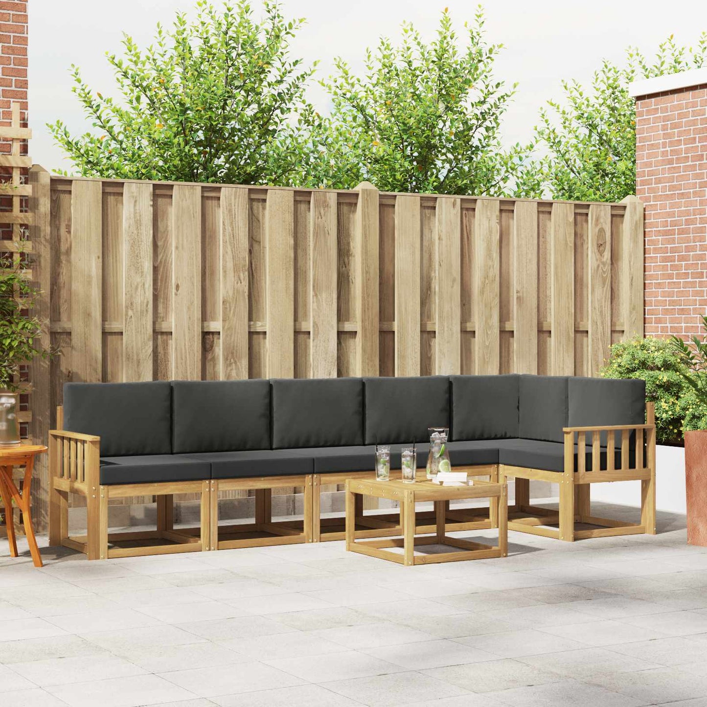 Outdoor-Sofagarnitur 7 stk. Weiß und Anthrazit Polyester