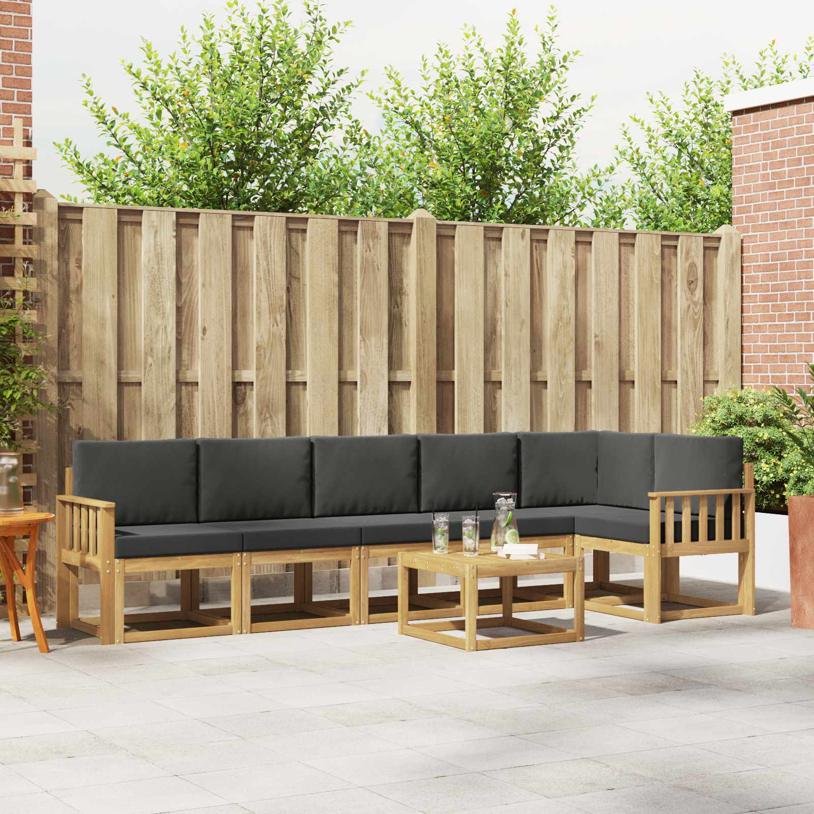 Outdoor-Sofagarnitur 7 stk. Weiß und Anthrazit Polyester