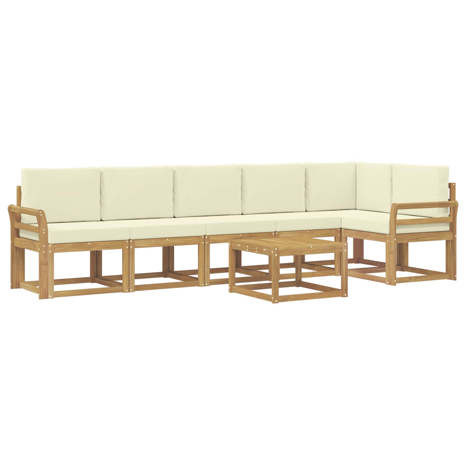 Outdoor-Sofagarnitur mit Kissen 7 pcs Weiß und Creme Polyester
