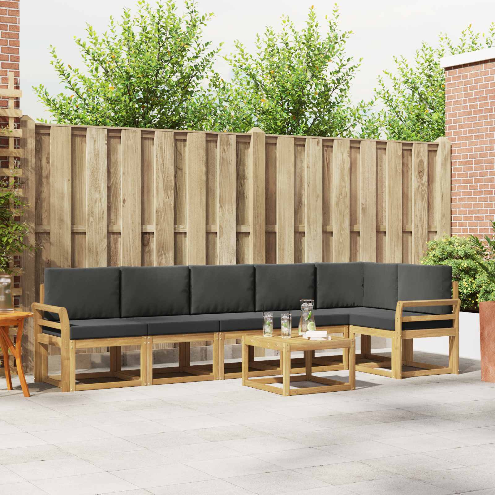 Outdoor-Sofagarnitur 7 stk. Weiß und Anthrazit Polyester
