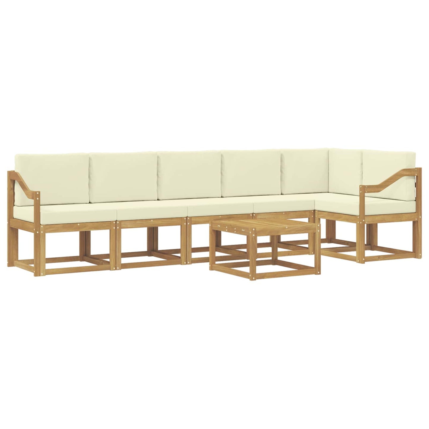 Outdoor-Sofagarnitur mit Kissen 7 pcs Weiß und Creme Polyester