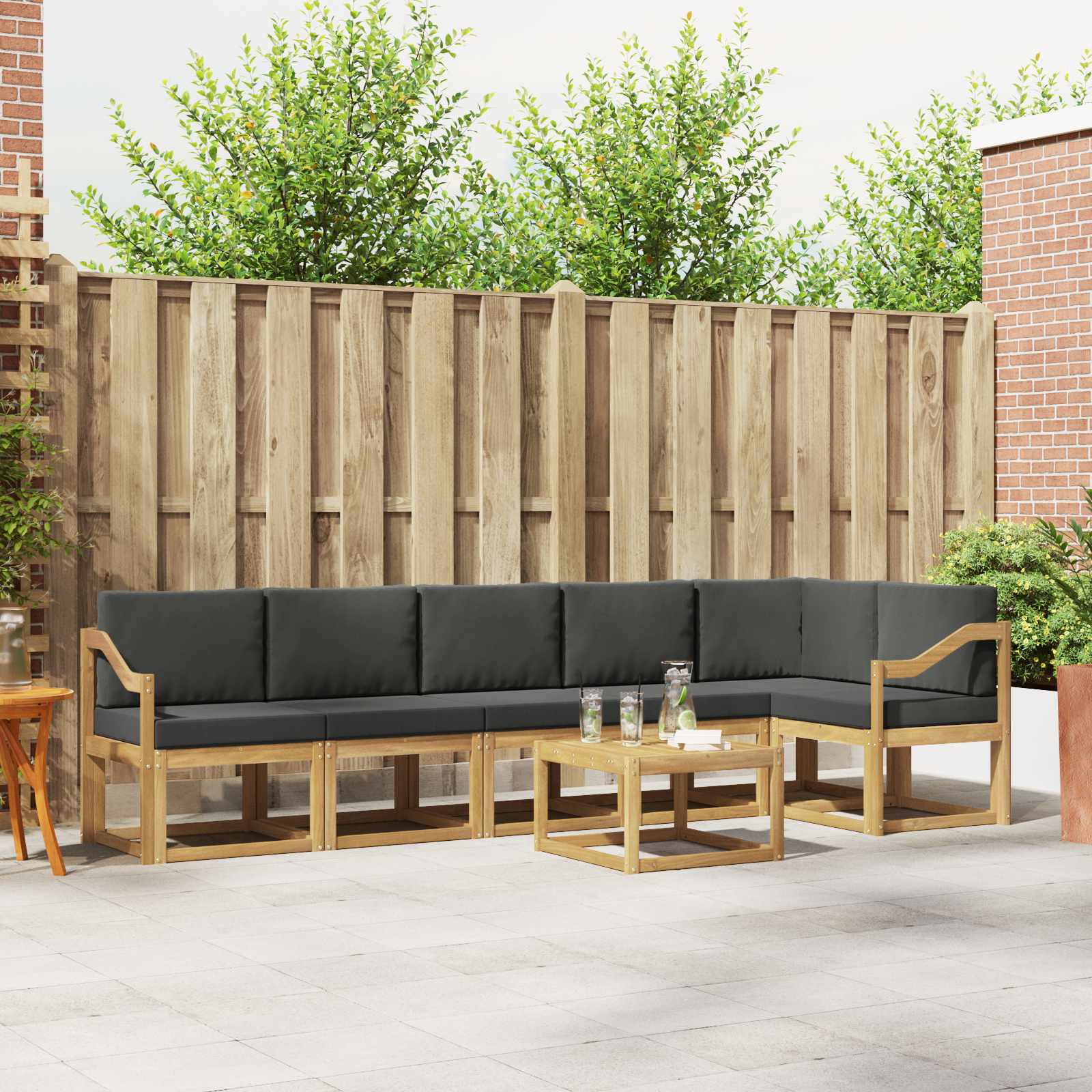 Outdoor-Sofagarnitur 7 stk. Weiß und Anthrazit Polyester