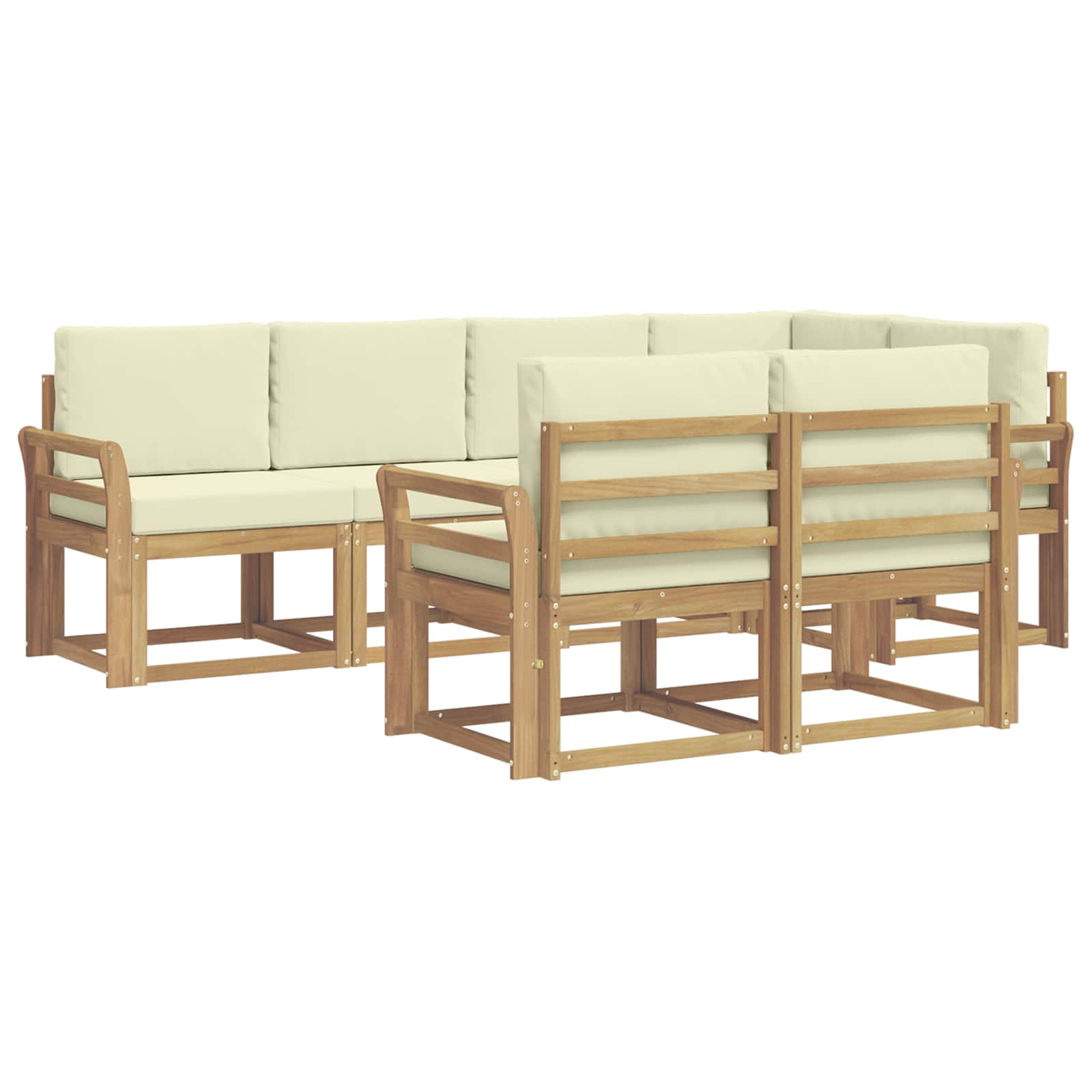 Outdoor-Sofagarnitur 7 stk. Weiß und Creme Polyester