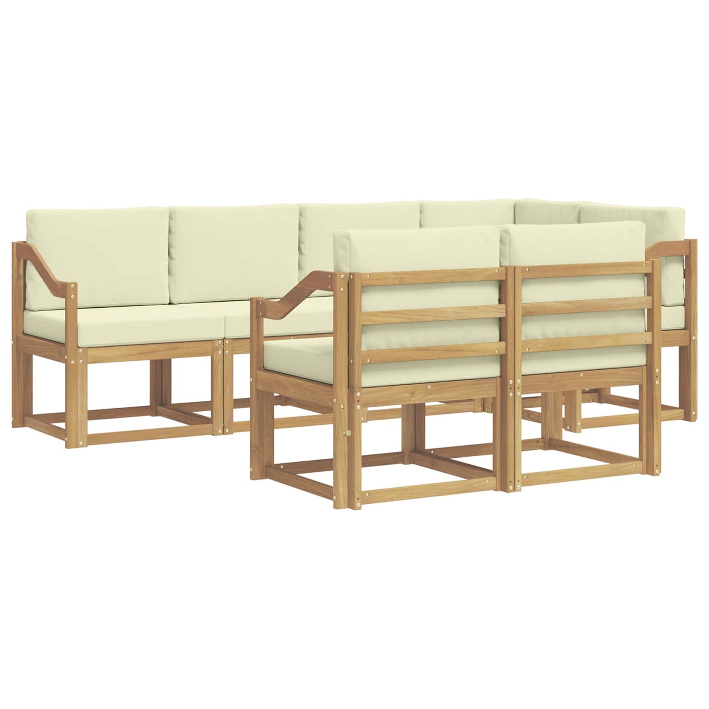 Outdoor-Sofagarnitur mit Kissen 7 pcs Weiß und Creme Polyester