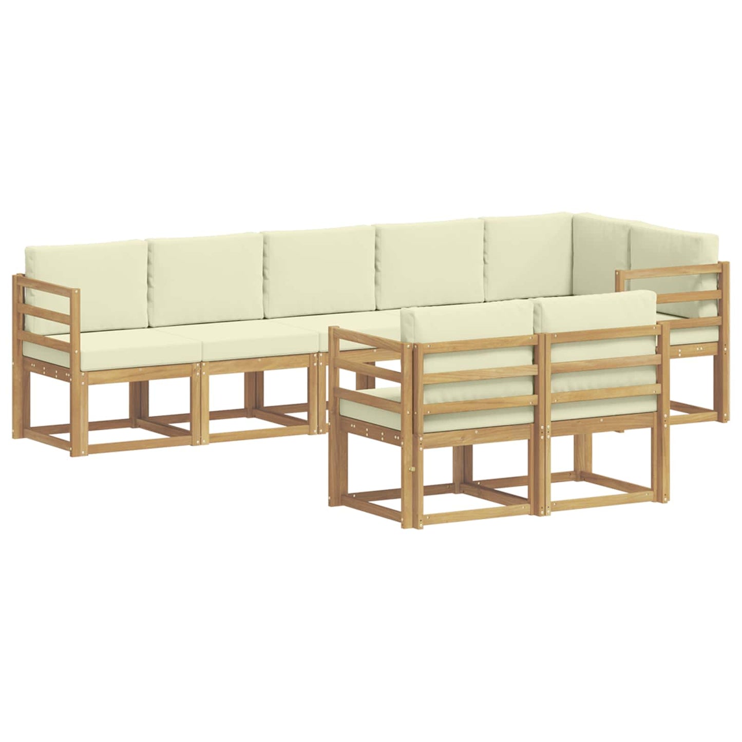 Outdoor-Sofagarnitur mit Kissen 8 pcs Weiß und Creme Polyester